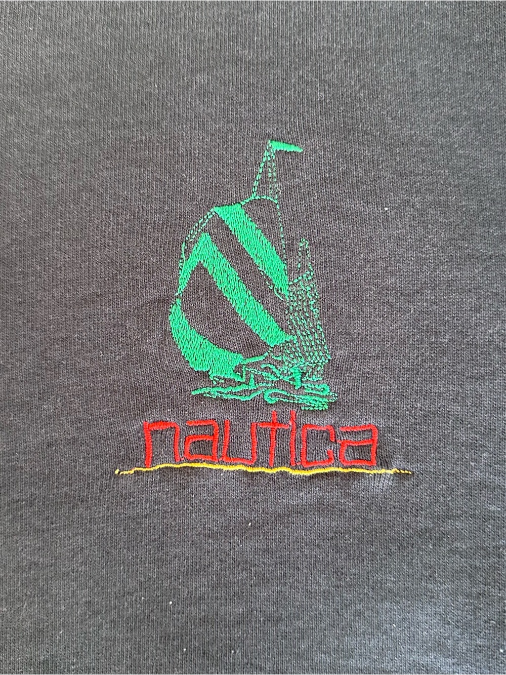 Vintage 90s NAUTICA Crewneck Sweatshirt XL Black Embroidered Sail‎ Made in USA - Picture 2 of 6